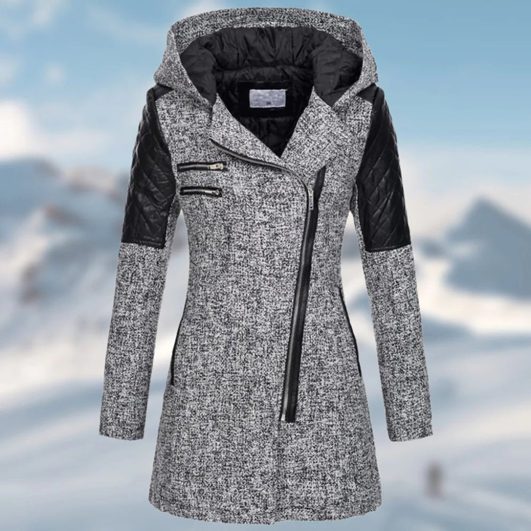 Women Winter Coats With Quilted Sleeves | Hooded - Mason Luxor