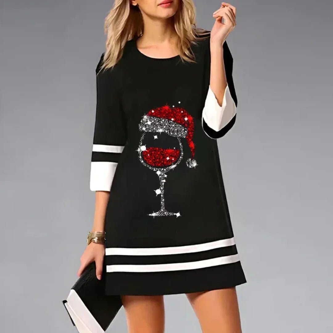Women’s Black Jumper Dress With Christmas Print | Festive - Mason Luxor