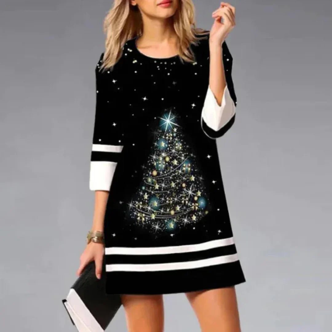 Women’s Black Jumper Dress With Christmas Print | Festive - Mason Luxor