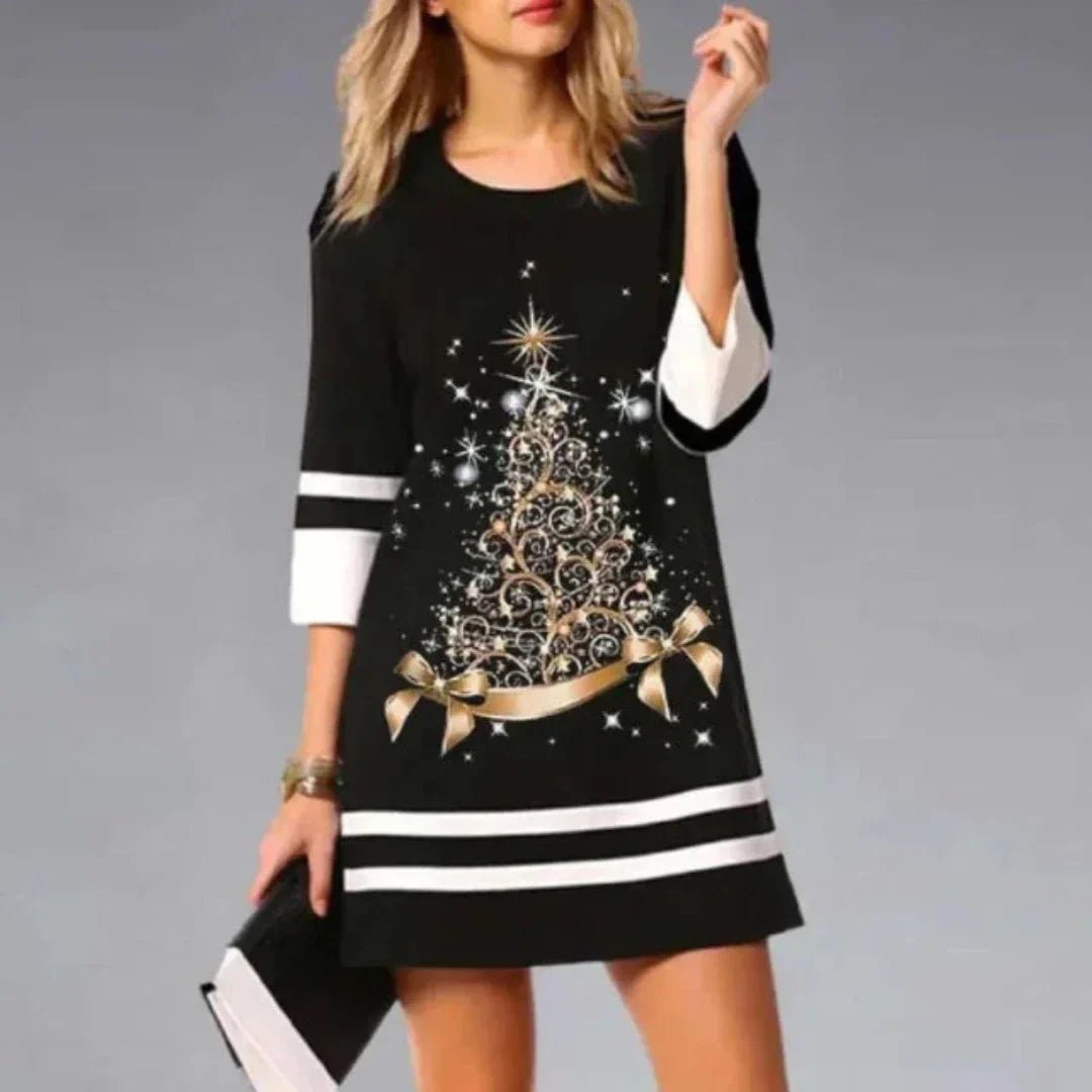 Women’s Black Jumper Dress With Christmas Print | Festive - Mason Luxor