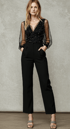 Women’s Black Jumpsuits With Mesh Sleeve | Party Wear - Mason Luxor