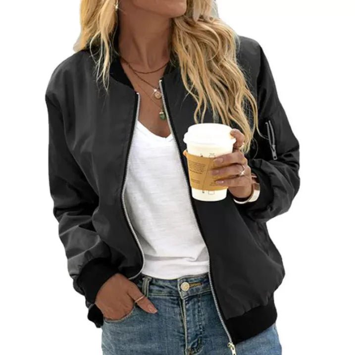 Women’s Bomber Jacket With Front Zip Detail | Casual - Mason Luxor