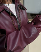 Women’s Burgundy Bomber Jacket With Zip Front Design | Winter - Mason Luxor