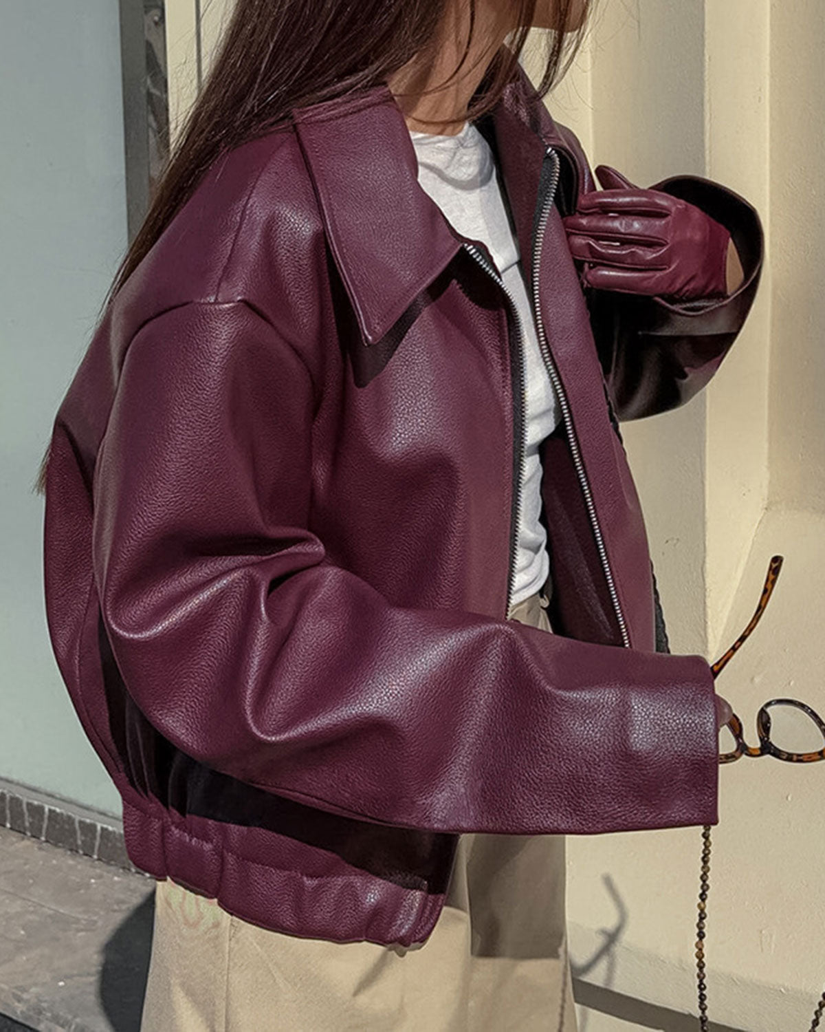 Women’s Burgundy Bomber Jacket With Zip Front Design | Winter - Mason Luxor