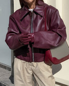 Women’s Burgundy Bomber Jacket With Zip Front Design | Winter - Mason Luxor