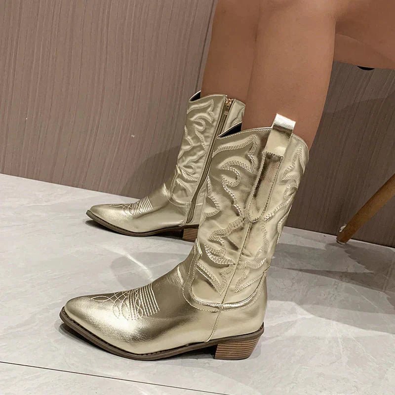 Women’s Cowboy Boots With Western Stitch Detail | Retro - Mason Luxor