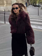 Women’s Dark Plum Fur Coat With Fluffy Texture | Chic - Mason Luxor