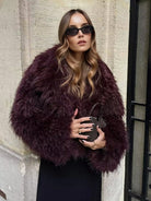 Women’s Dark Plum Fur Coat With Fluffy Texture | Chic - Mason Luxor