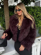 Women’s Dark Plum Fur Coat With Fluffy Texture | Chic - Mason Luxor