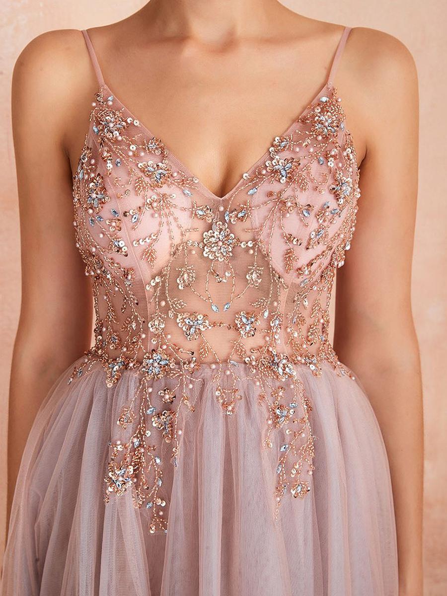 Women’s Dusty Pink Bridesmaid Dresses With Embellished Bodice | Evening - Mason Luxor