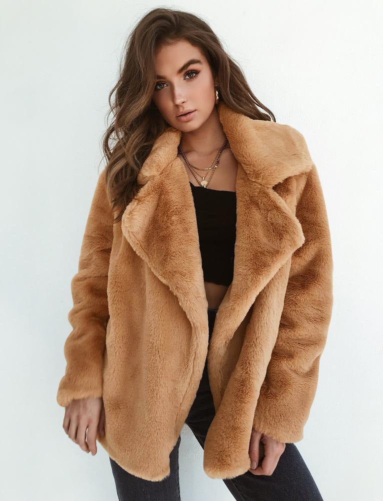 Women’s Fur Coat With Wide Lapel Collar | Teddy - Mason Luxor