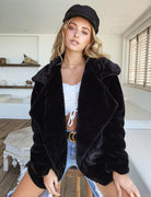 Women’s Fur Coat With Wide Lapel Collar | Teddy - Mason Luxor