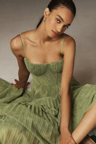 Women’s Green Cocktail Dresses With Pleated Skirt | Summer - Mason Luxor