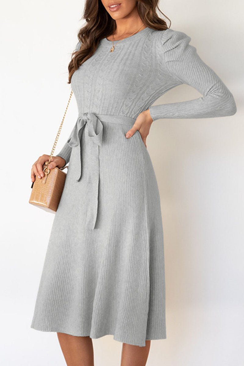 Women’s Jumper Dress With Puff Sleeves | Knit - Mason Luxor