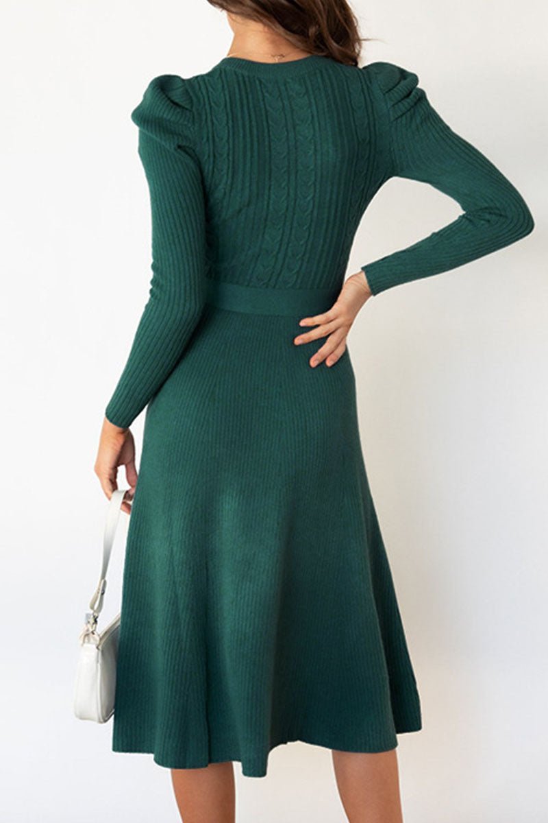 Women’s Jumper Dress With Puff Sleeves | Knit - Mason Luxor