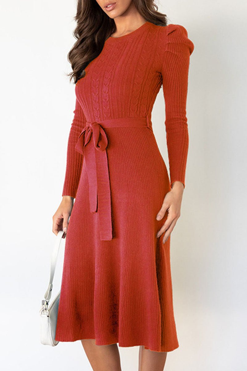 Women’s Jumper Dress With Puff Sleeves | Knit - Mason Luxor