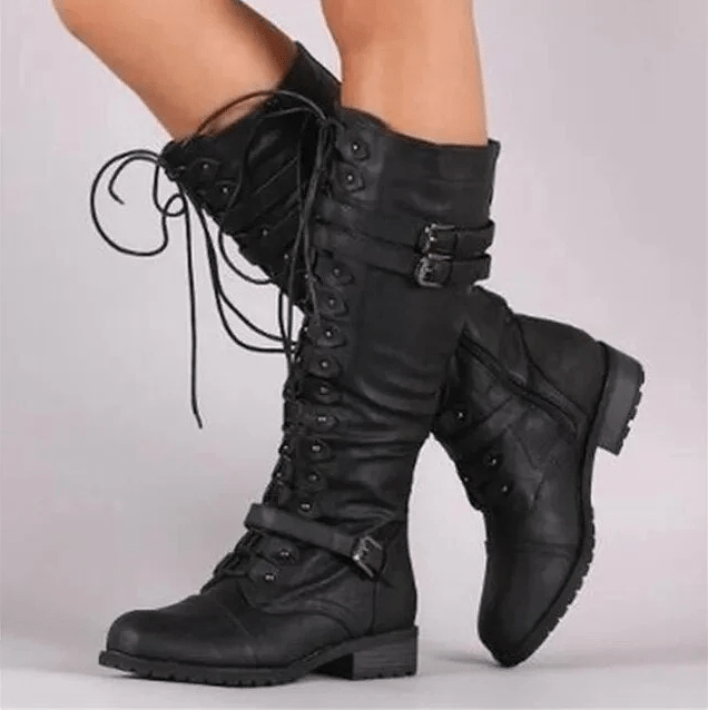 Women’s Knee High Boots With Lace - Up Buckle | Vintage - Mason Luxor