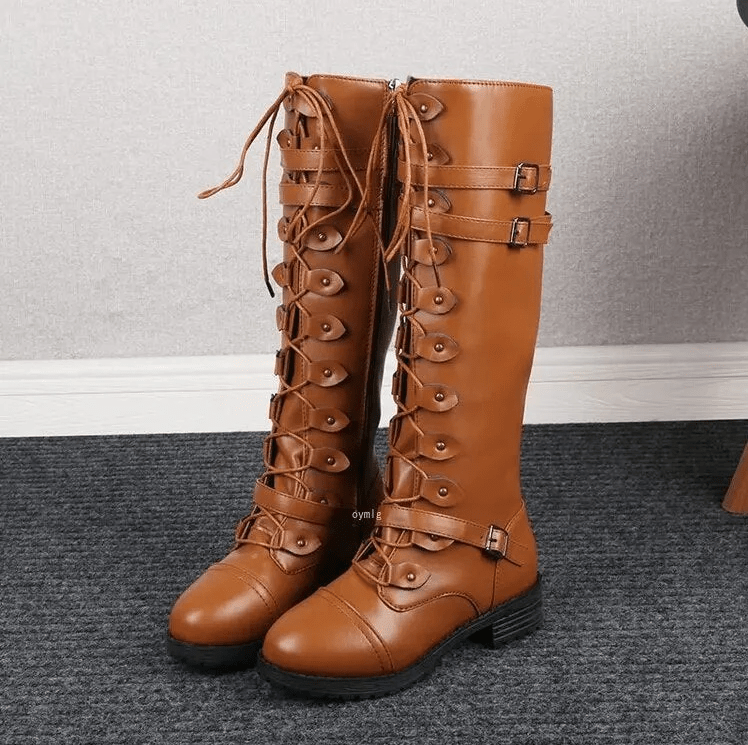 Women’s Knee High Boots With Lace - Up Buckle | Vintage - Mason Luxor