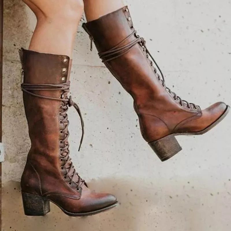 Women’s Knee High Boots With Lace - Up Front | Western - Mason Luxor