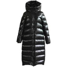 Women’s Longline Puffer Jacket With Hood | Black - Mason Luxor