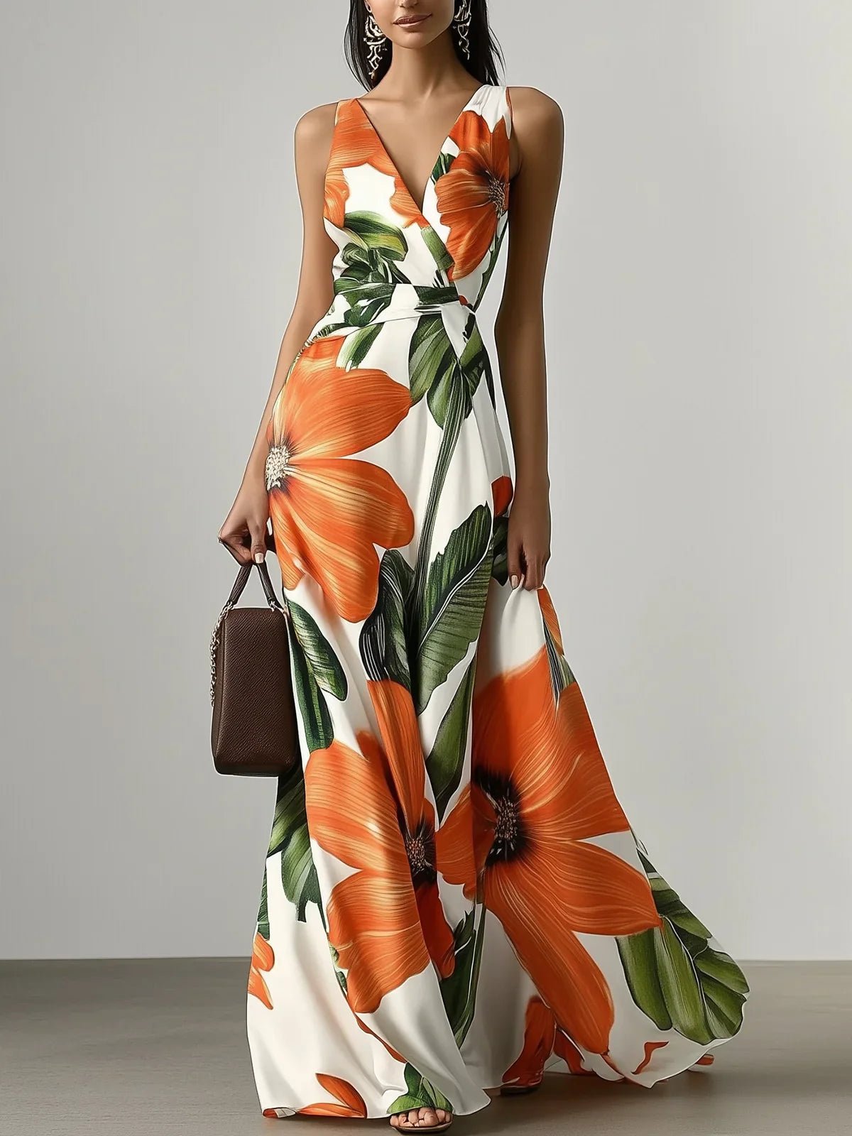 Women’s Orange Wedding Guest Dresses With Floral Print | Formal - Mason Luxor