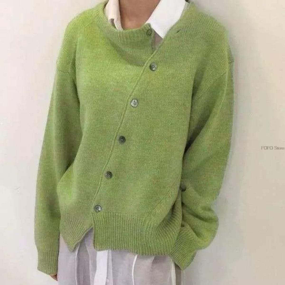 Women’s Oversized Cardigan With Asymmetric Buttons | Casual - Mason Luxor