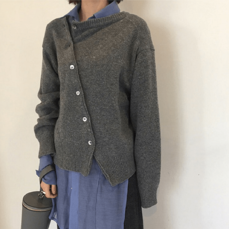 Women’s Oversized Cardigan With Asymmetric Buttons | Casual - Mason Luxor