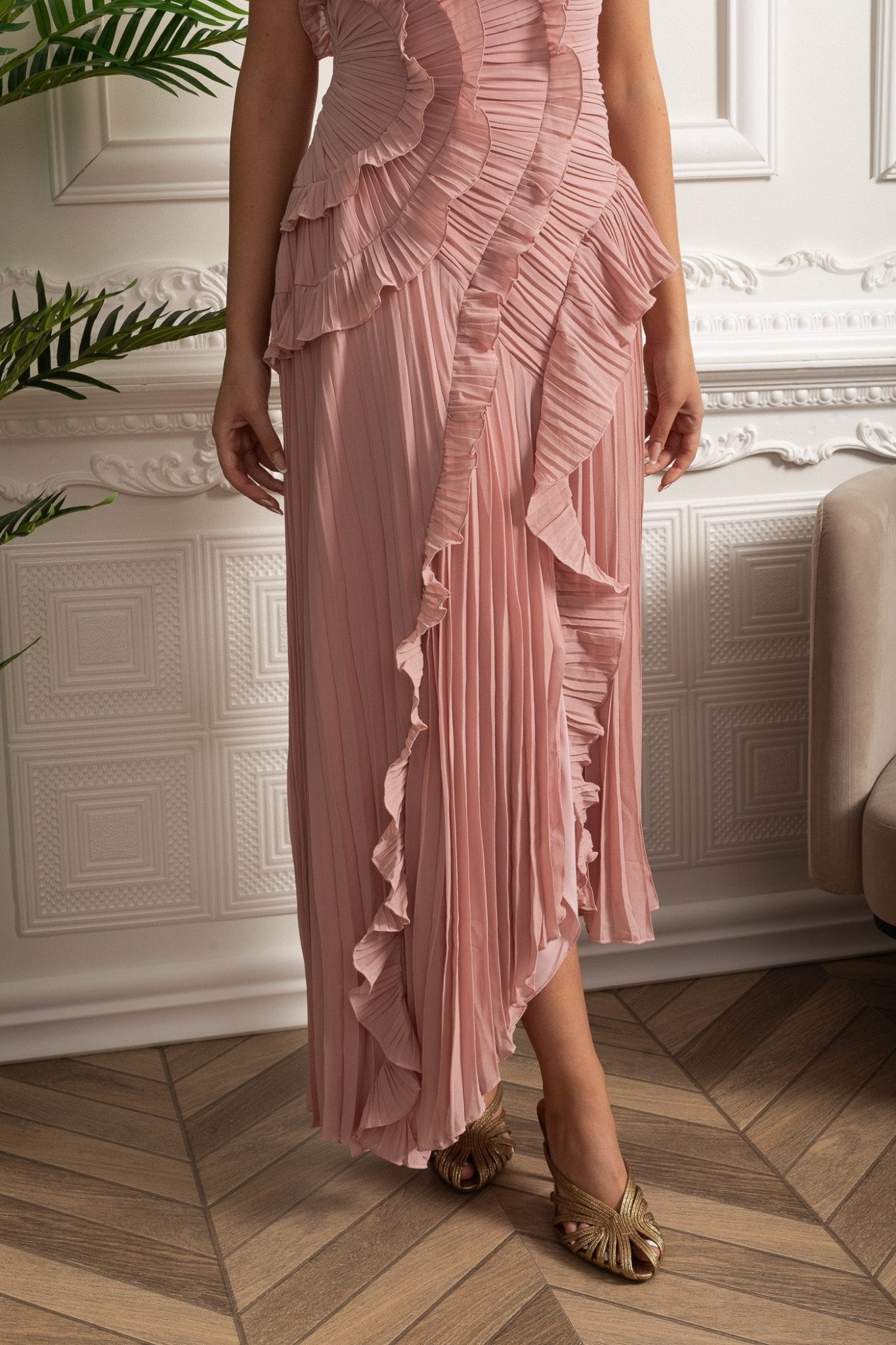 Women’s Pink Bridesmaid Dresses With Pleated Ruffle Design | Summer - Mason Luxor