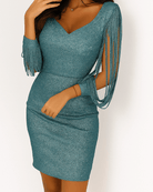 Women’s Sequin Dress With Tassel Sleeves | Party - Mason Luxor