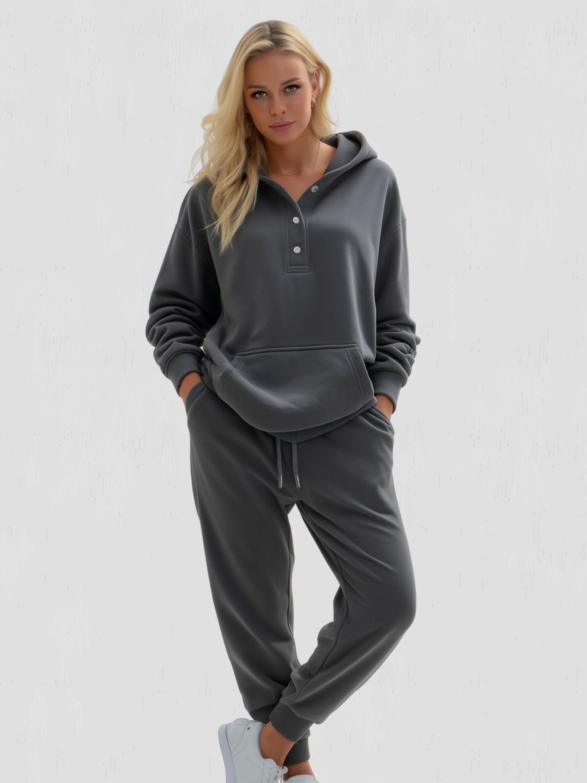 Women’s Snap Button Oversized Hoodies | Casual - Mason Luxor