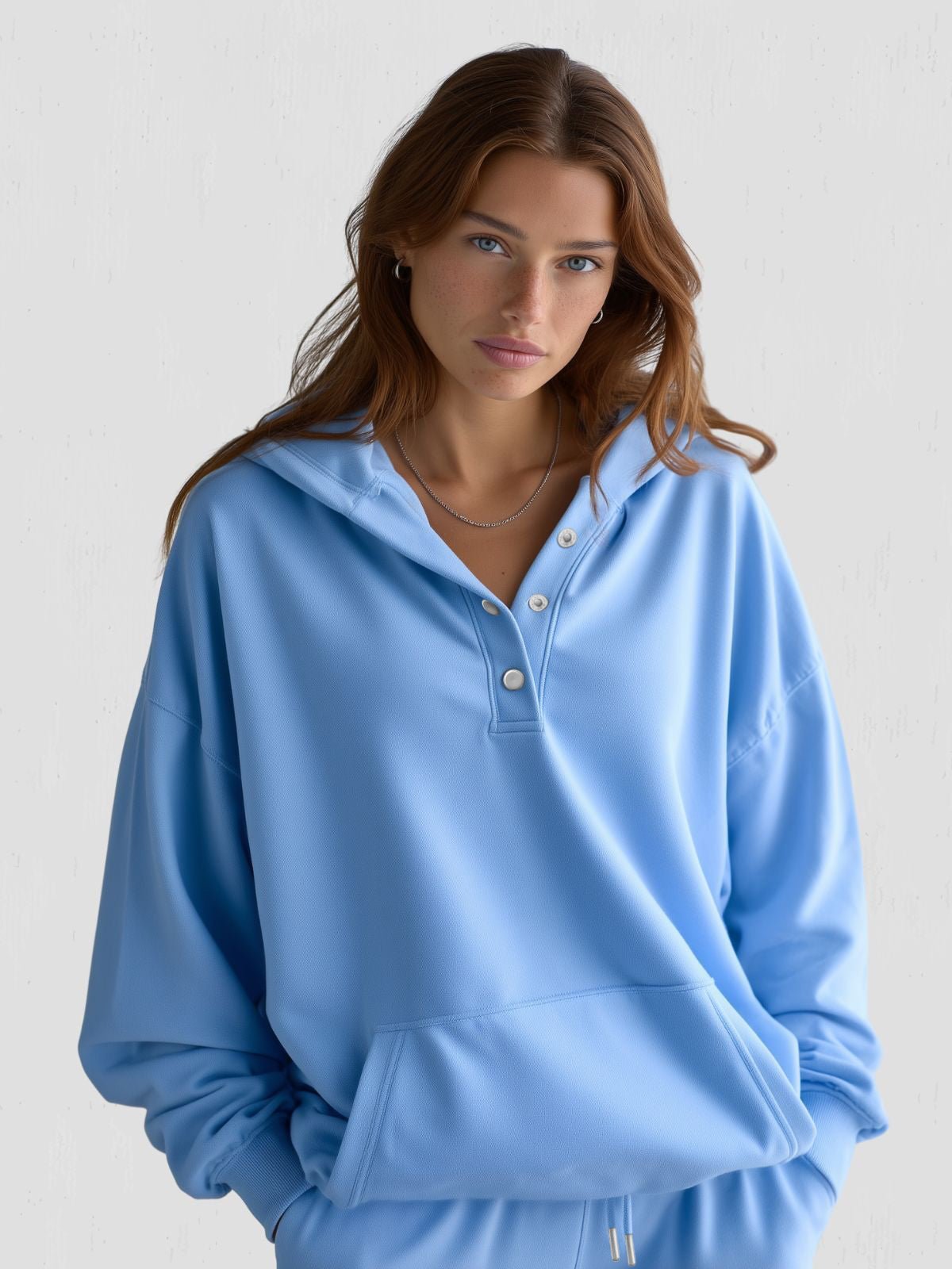 Women’s Snap Button Oversized Hoodies | Casual - Mason Luxor
