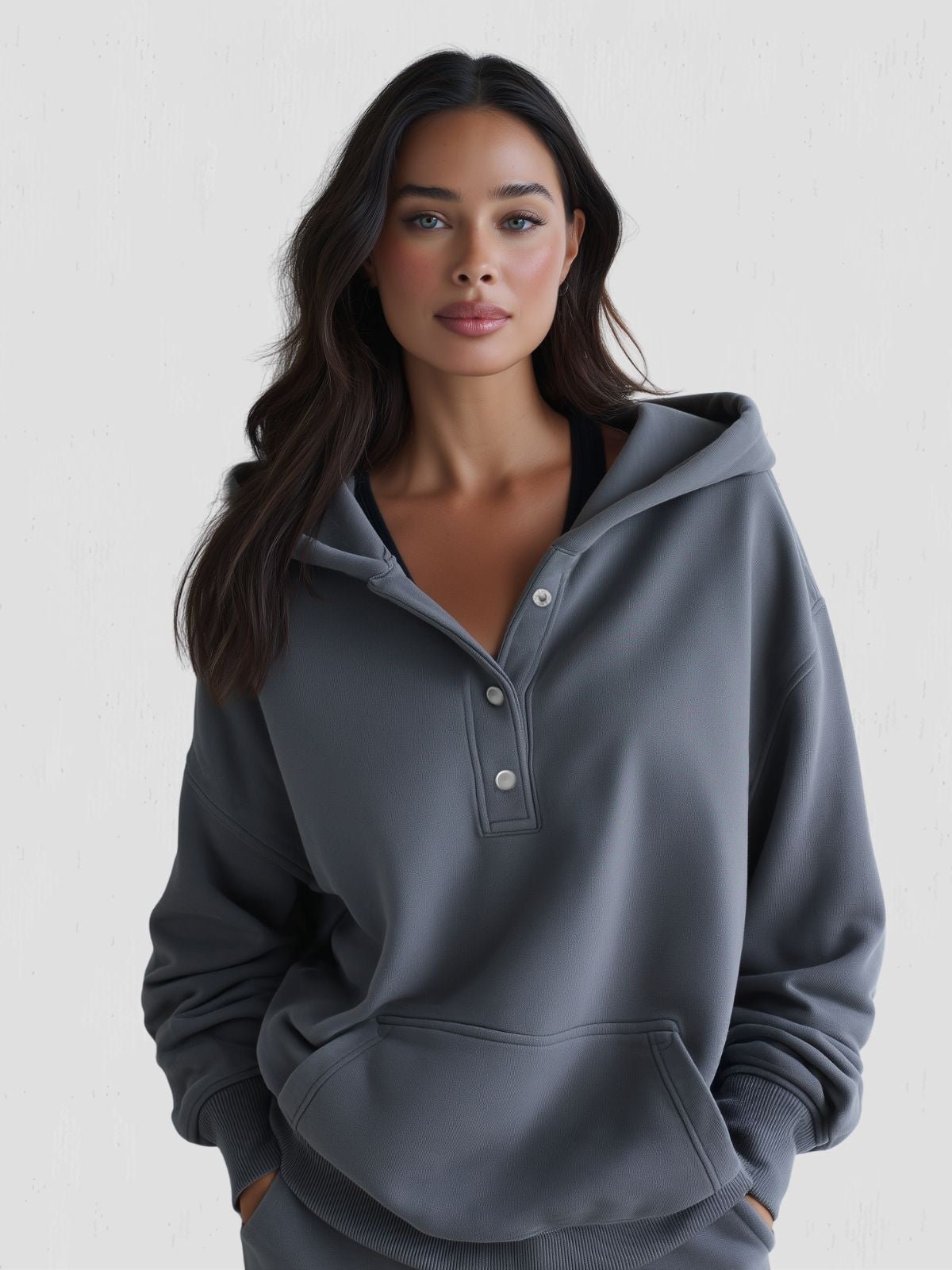 Women’s Snap Button Oversized Hoodies | Casual - Mason Luxor