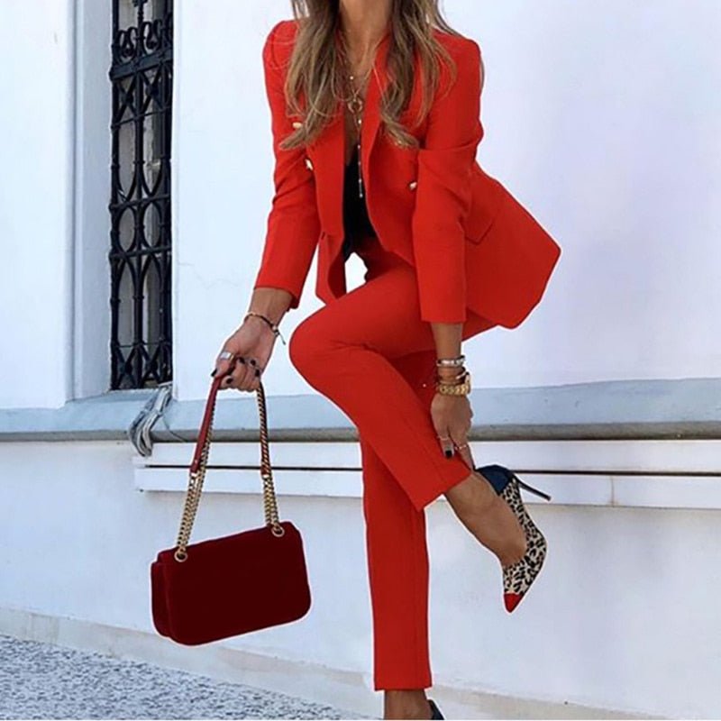 Women’s Suits Tailored Fit With Gold Button Blazer | Set - Mason Luxor