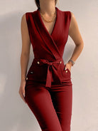 Women’s Tailored Jumpsuits With Gold Button Detail | Evening - Mason Luxor