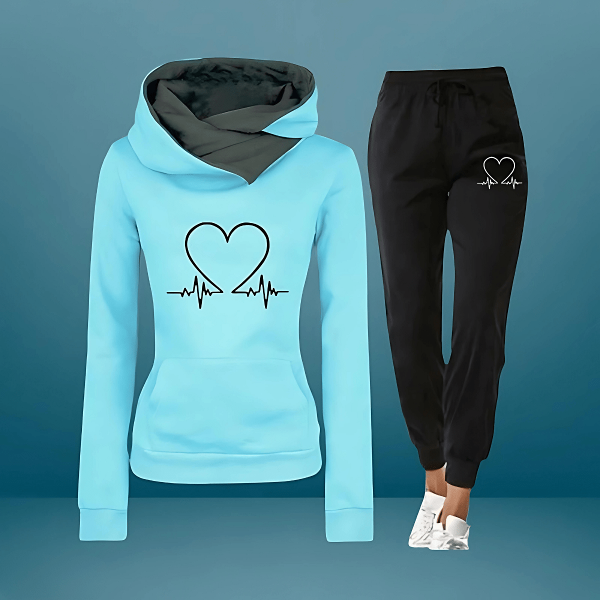Women’s Tracksuits With Heart Print | Set - Mason Luxor
