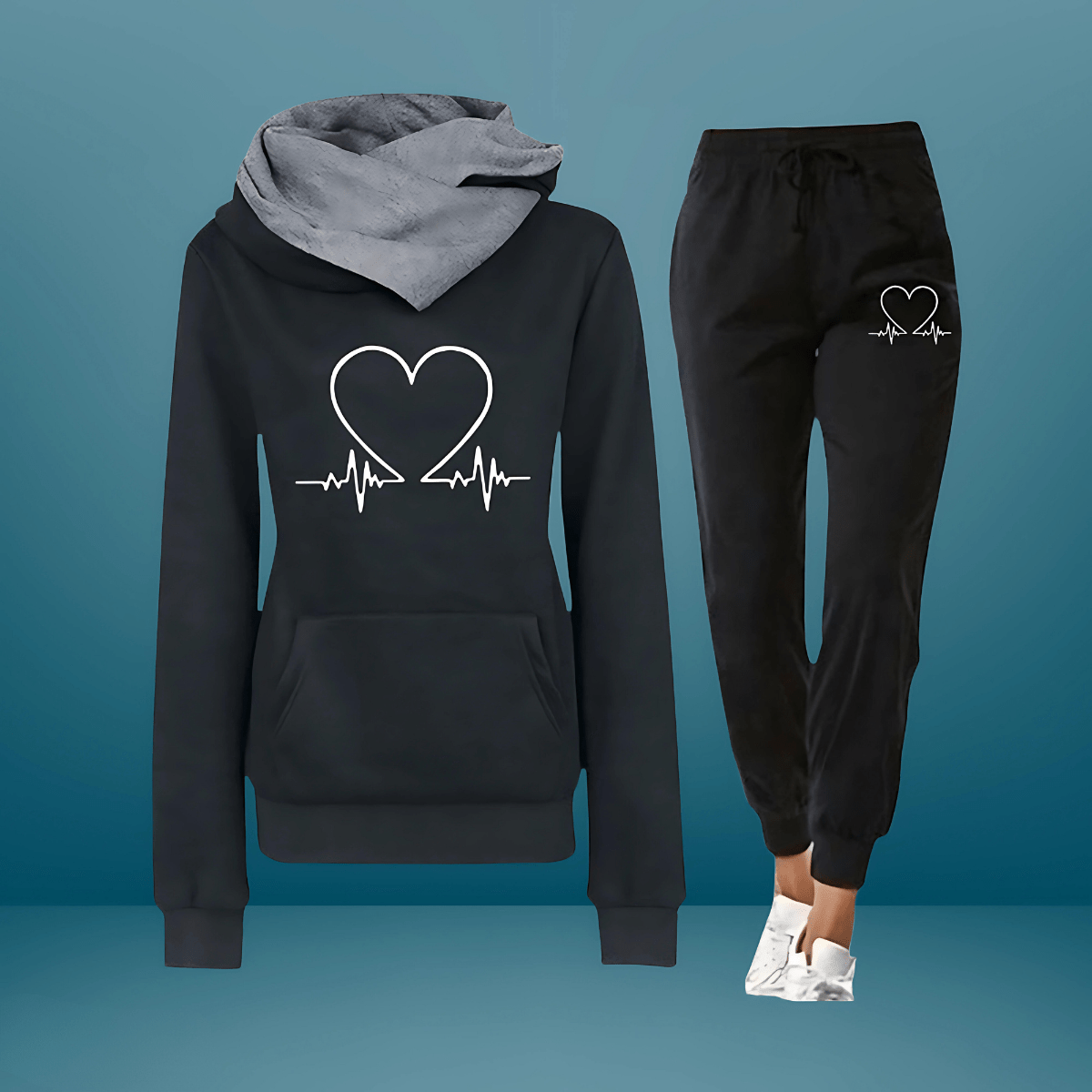 Women’s Tracksuits With Heart Print | Set - Mason Luxor