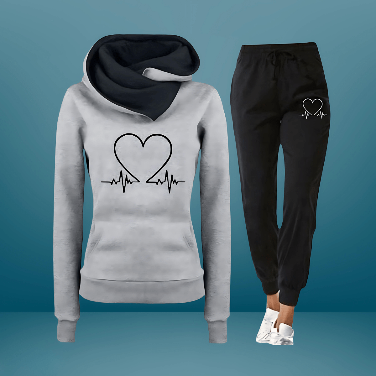Women’s Tracksuits With Heart Print | Set - Mason Luxor