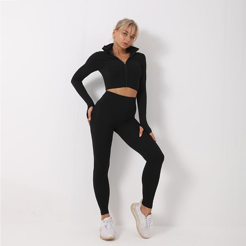 Women’s Tracksuits With Zip Crop Top | 3 Piece Set - Mason Luxor