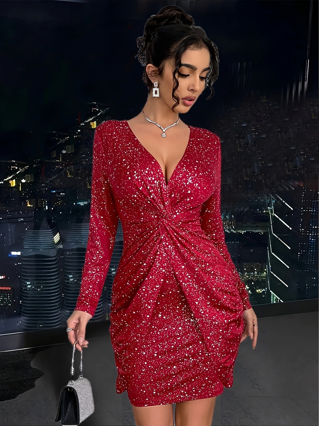 Women’s V Neck Bodycon Dress for Christmas Party | Evening - Mason Luxor