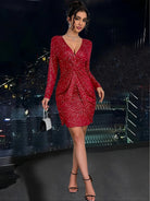 Women’s V Neck Bodycon Dress for Christmas Party | Evening - Mason Luxor