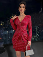 Women’s V Neck Bodycon Dress for Christmas Party | Evening - Mason Luxor
