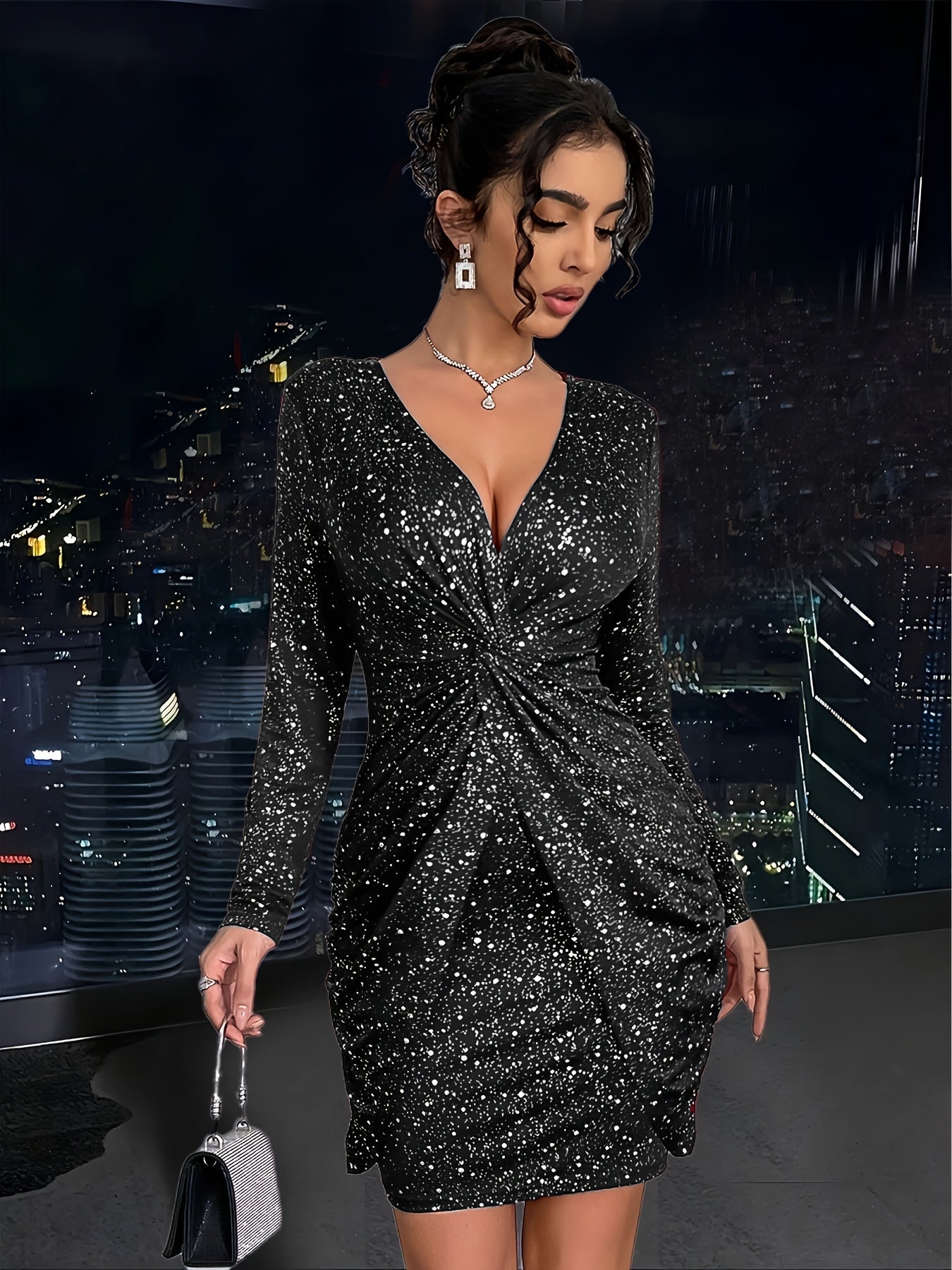 Women’s V Neck Bodycon Dress for Christmas Party | Evening - Mason Luxor
