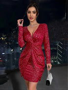 Women’s V Neck Bodycon Dress for Christmas Party | Evening - Mason Luxor