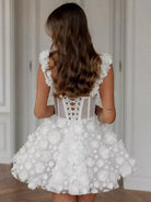 Women’s Wedding Dresses With 3D Floral Design | White - Mason Luxor