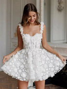 Women’s Wedding Dresses With 3D Floral Design | White - Mason Luxor
