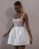 Women’s Wedding Dresses With Beaded Corset | White - Mason Luxor