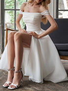 Women’s Wedding Dresses With Off Shoulder Slit | White - Mason Luxor