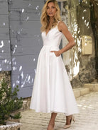 Women’s Wedding Dresses With V Neckline | White - Mason Luxor