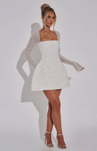 Women’s White Prom Dresses With Long Sleeves | Cocktail - Mason Luxor