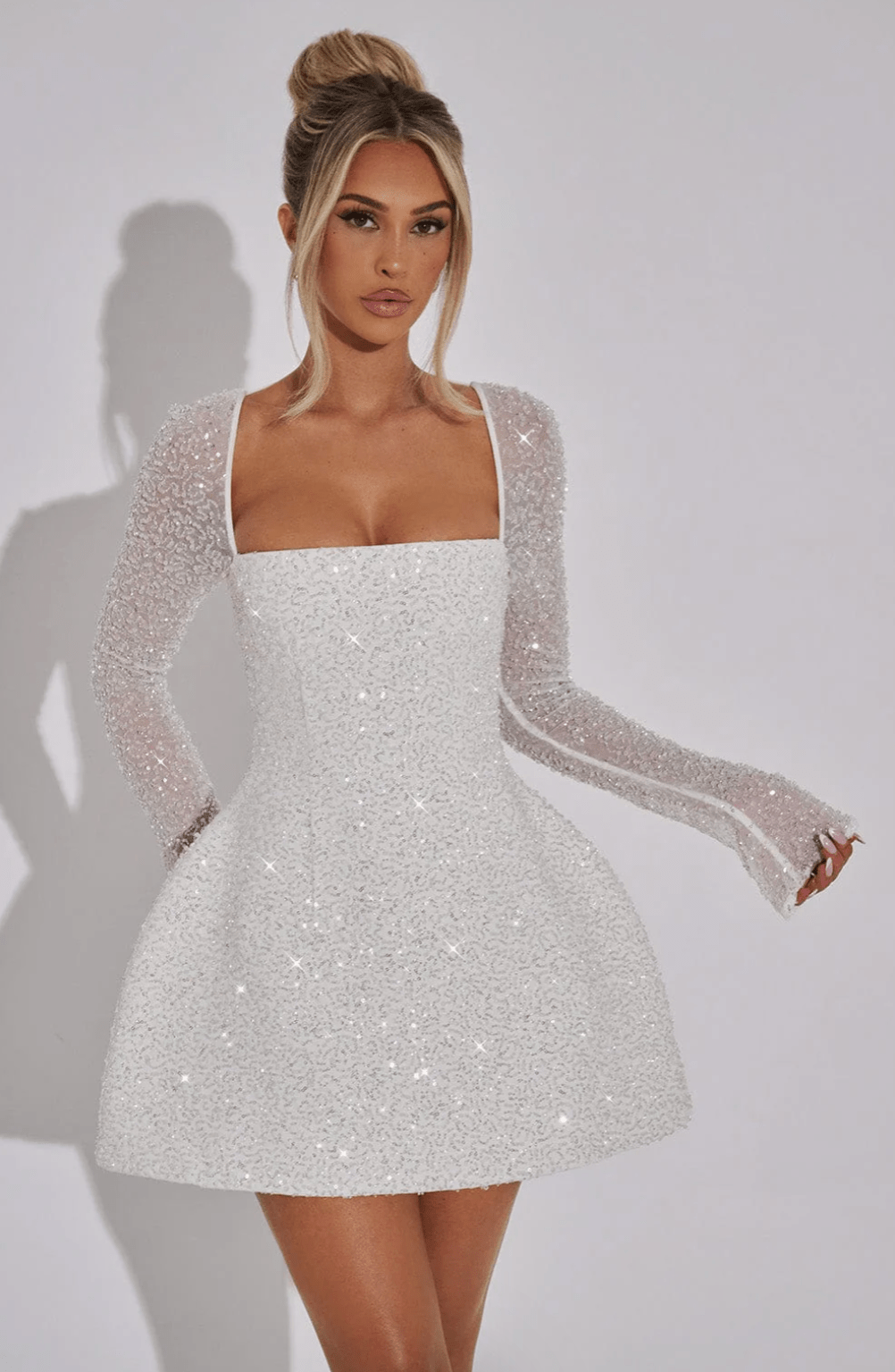 Women’s White Prom Dresses With Long Sleeves | Cocktail - Mason Luxor